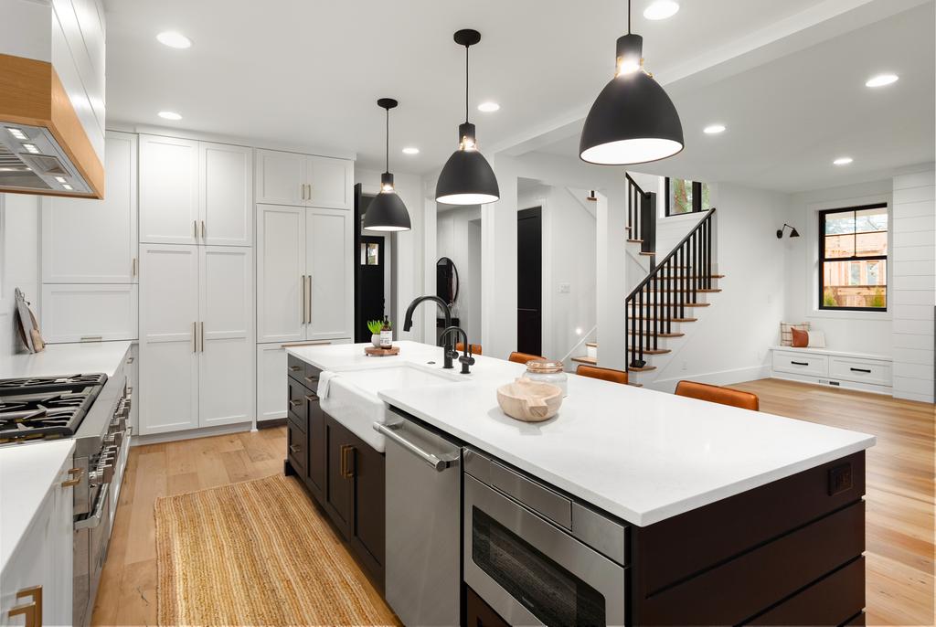 beautiful kitchen with dark accents